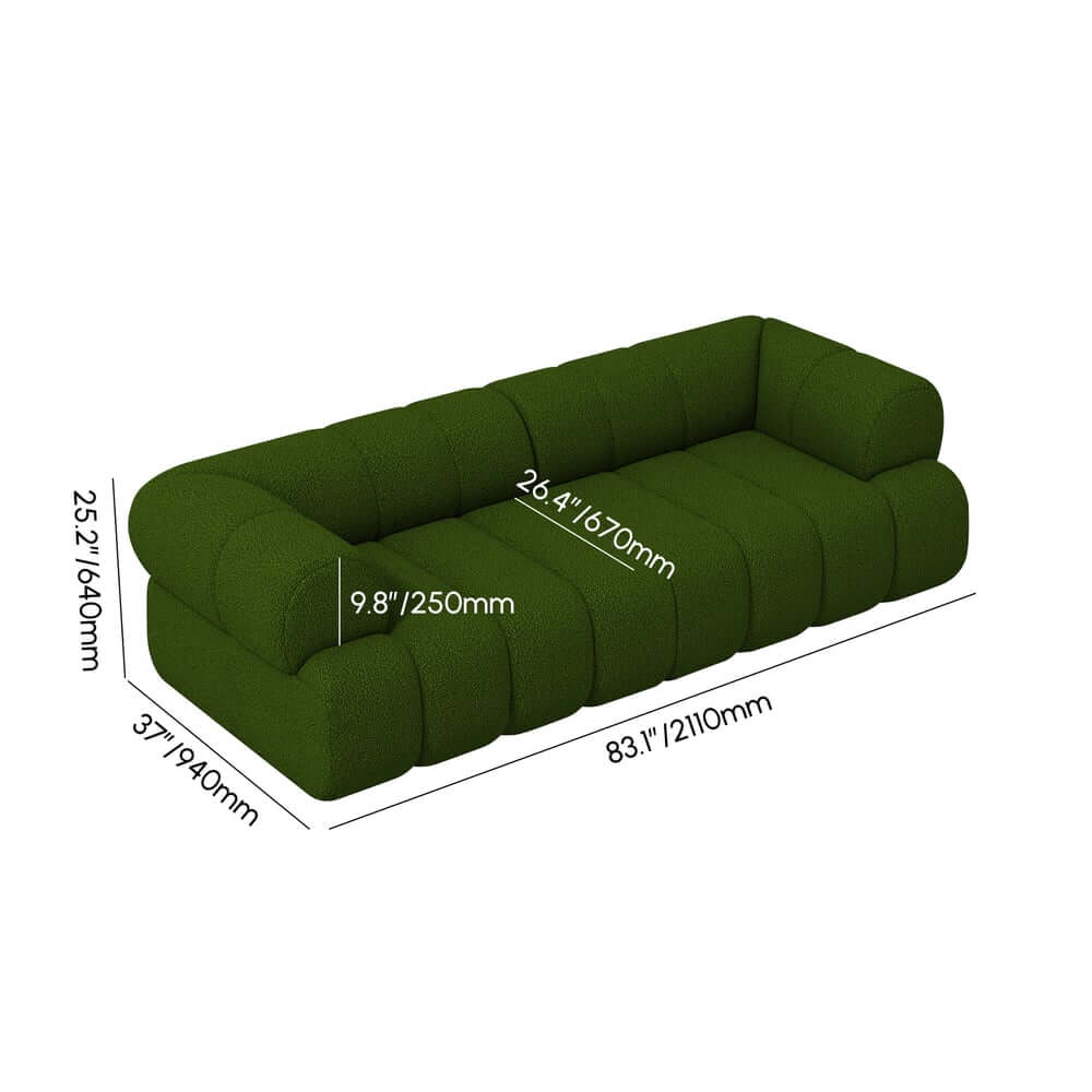 Modern Chenille Velvet Sofa Chaise - Modular Design Dimensions
