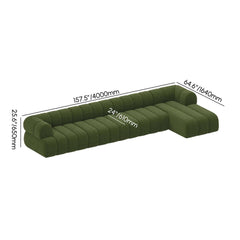 Modern Chenille Velvet Sofa Chaise - Modular Design Dimensions