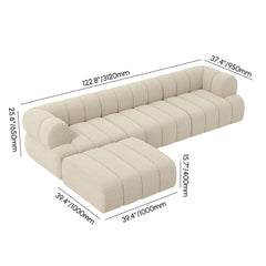 Modern Chenille Velvet Sofa Chaise - Modular Design Dimensions