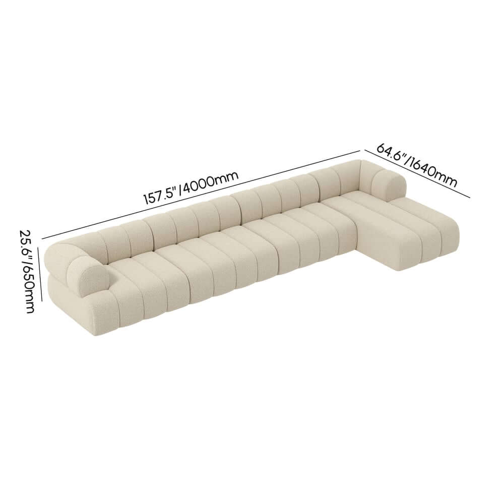 Modern Chenille Velvet Sofa Chaise - Modular Design Dimensions