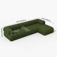 Modern Chenille Velvet Sofa Chaise - Modular Design Dimensions