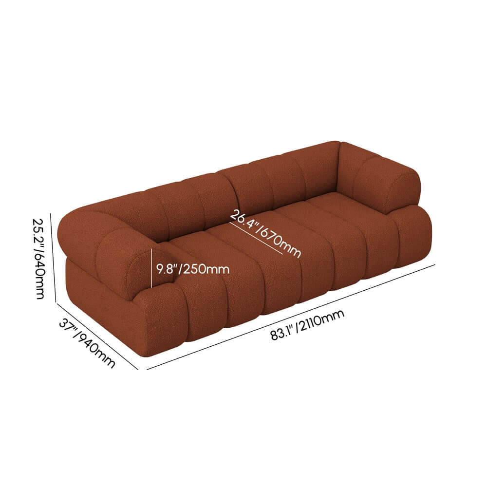 Modern Chenille Velvet Sofa Chaise - Modular Design Dimensions