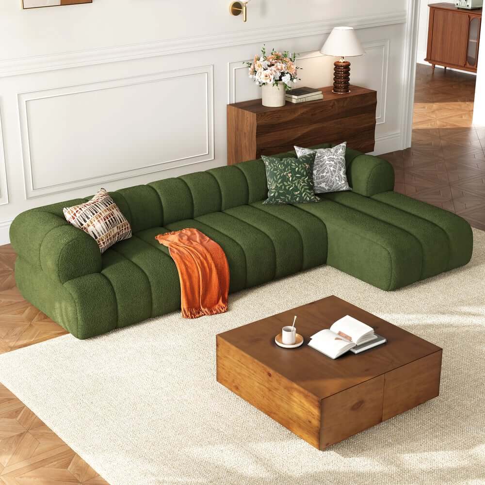 Modern Chenille Velvet Sofa Chaise - Modular Design Main Product Image