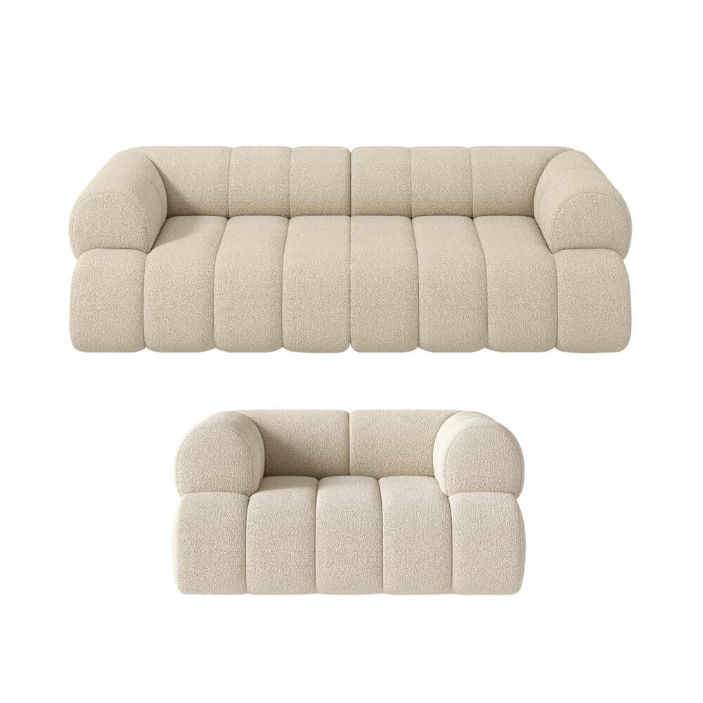 Modern Chenille Velvet Sofa Set With Ottoman - 5 Seats