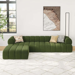 Modern Chenille Velvet Sofa Set With Ottoman - 5 Seats