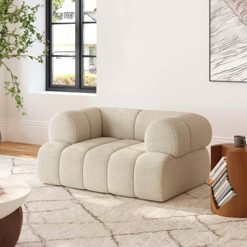Modern Chenille Velvet Sofa Set With Ottoman - 5 Seats