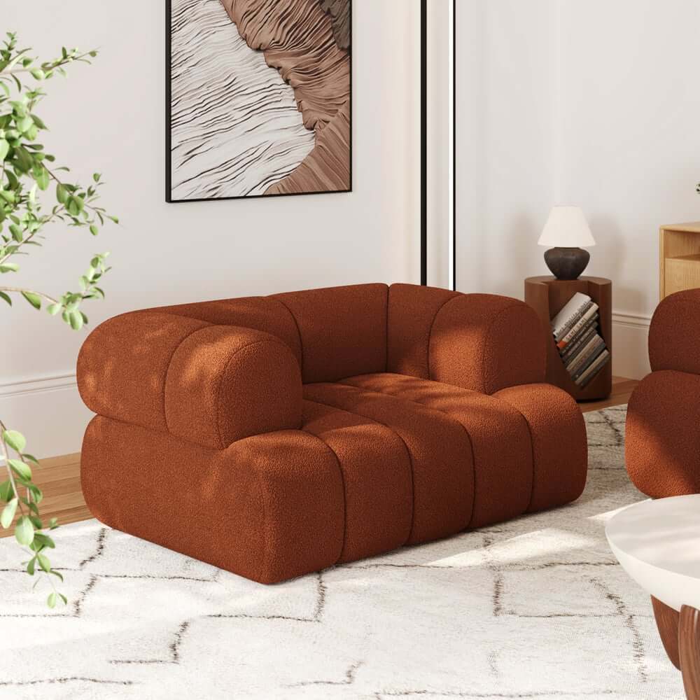 Modern Chenille Velvet Sofa Set With Ottoman - 5 Seats