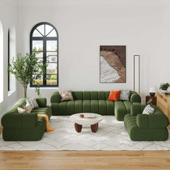 Modern Chenille Velvet Sofa Set With Ottoman - 5 Seats