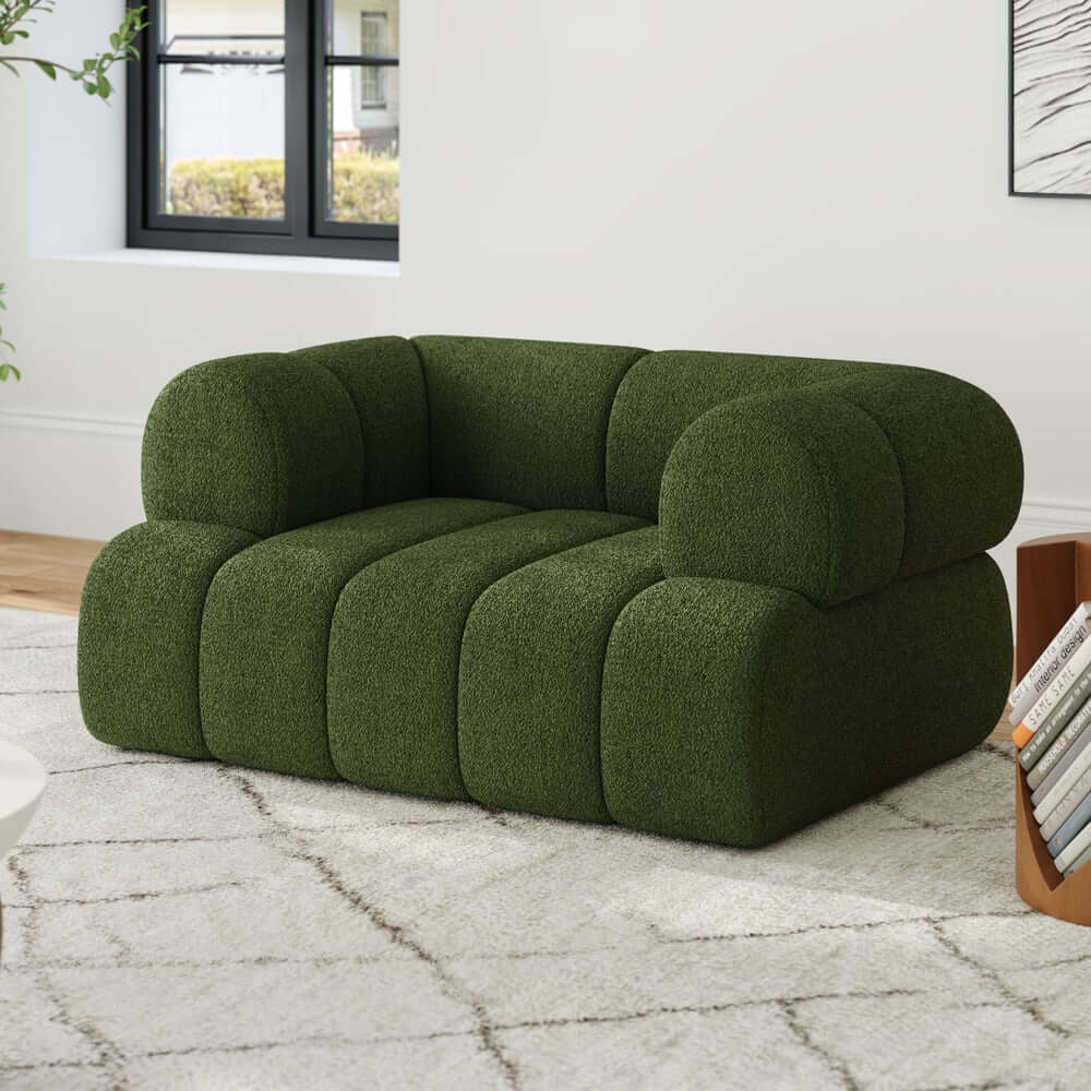 Modern Chenille Velvet Sofa Set With Ottoman - 5 Seats