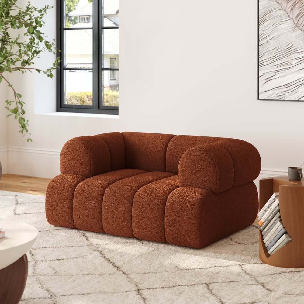 Modern Chenille Velvet Sofa Set With Ottoman - 5 Seats