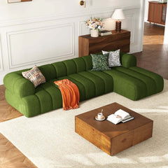 Modern Chenille Velvet Sofa Set With Ottoman - 5 Seats