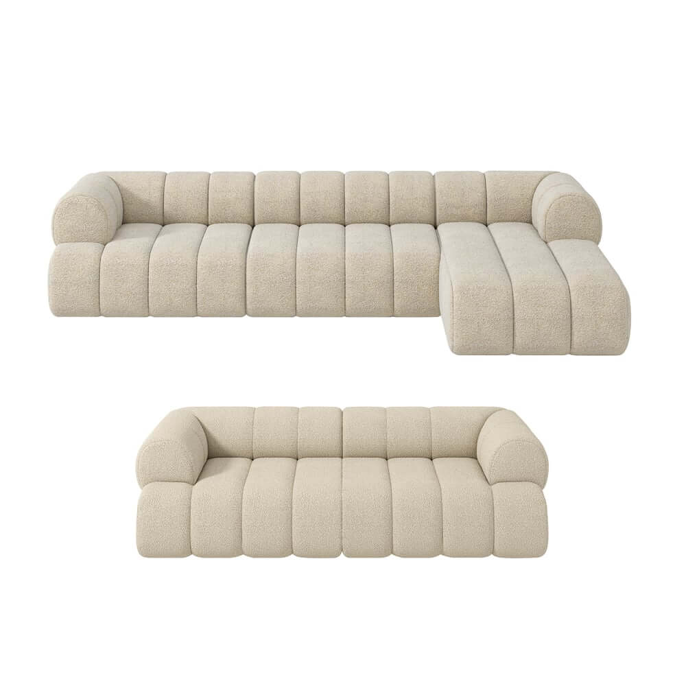 Modern Chenille Velvet Sofa Set With Ottoman - 5 Seats