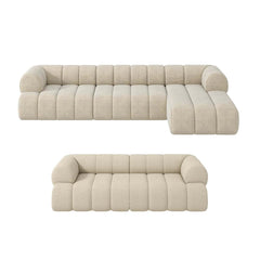 Modern Chenille Velvet Sofa Set With Ottoman - 5 Seats