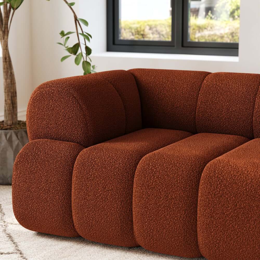 Modern Chenille Velvet Sofa Set With Ottoman - 5 Seats