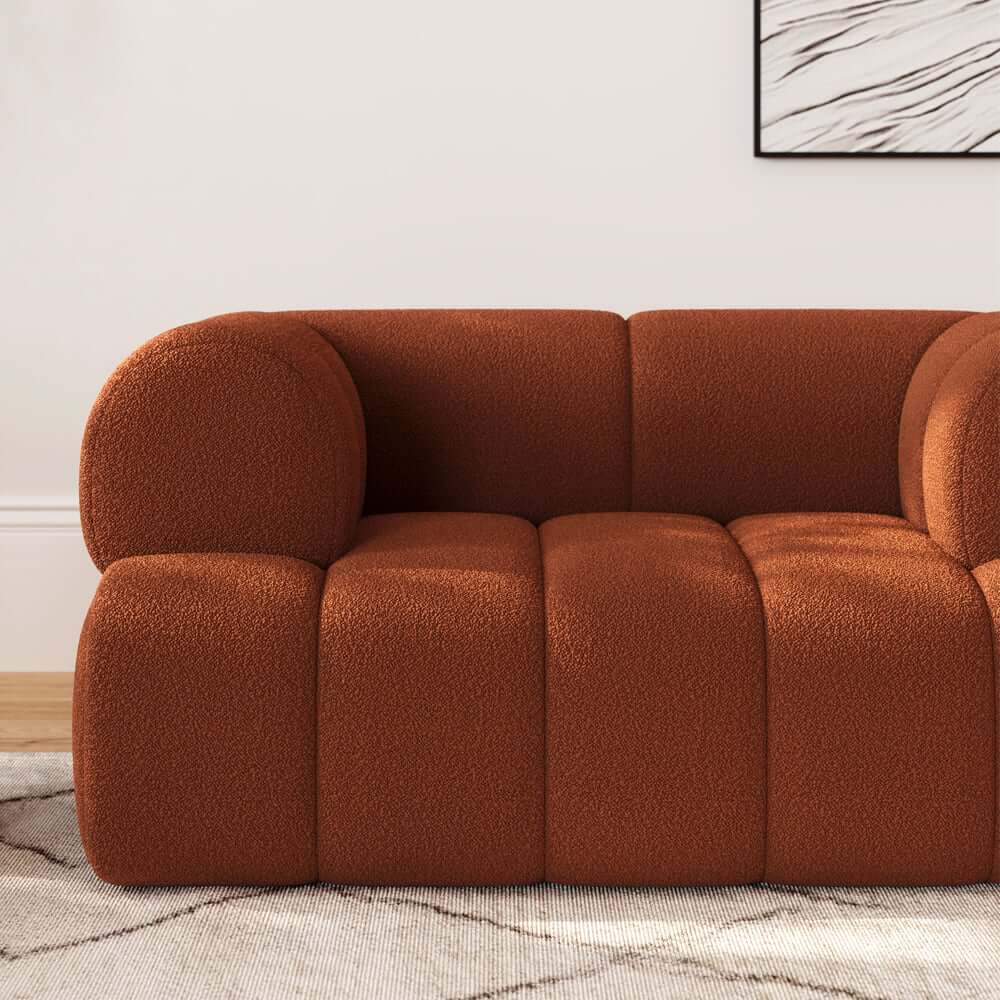 Modern Chenille Velvet Sofa Set With Ottoman - 5 Seats