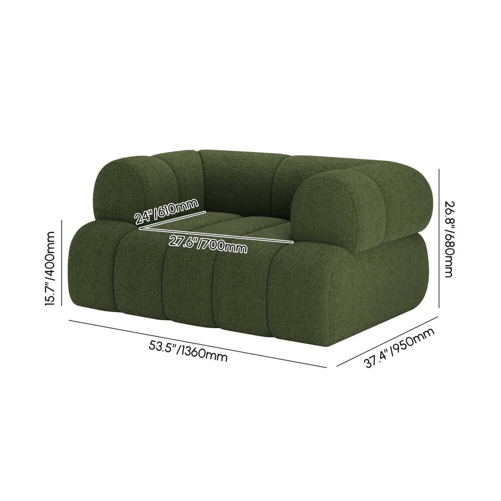 Modern Chenille Velvet Sofa Set With Ottoman - 5 Seats Dimensions