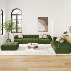Modern Chenille Velvet Sofa Set With Ottoman - 5 Seats Main Product Image