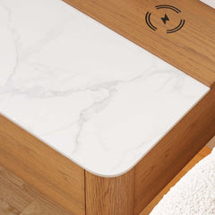 Modern Cherry Nightstand With Sintered Stone Top & LED Light