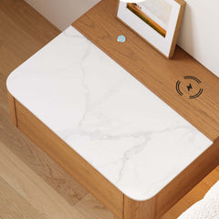 Modern Cherry Nightstand With Sintered Stone Top & LED Light