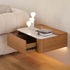 Modern Cherry Nightstand With Sintered Stone Top & LED Light