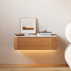 Modern Cherry Nightstand With Sintered Stone Top & LED Light