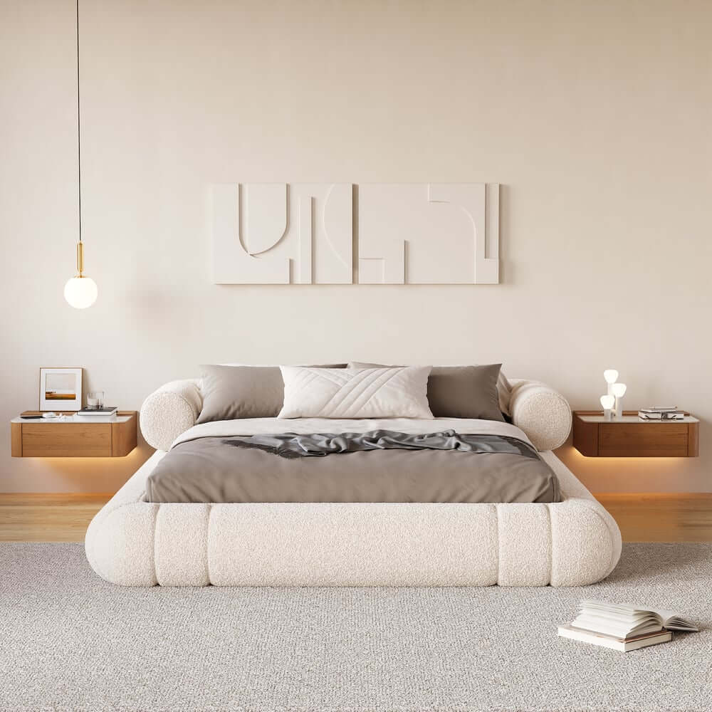 Modern Cherry Nightstand With Sintered Stone Top & LED Light