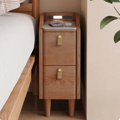 Modern Cherry Nightstand With Sintered Stone Top & USB Port