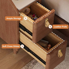 Modern Cherry Nightstand With Sintered Stone Top & USB Port