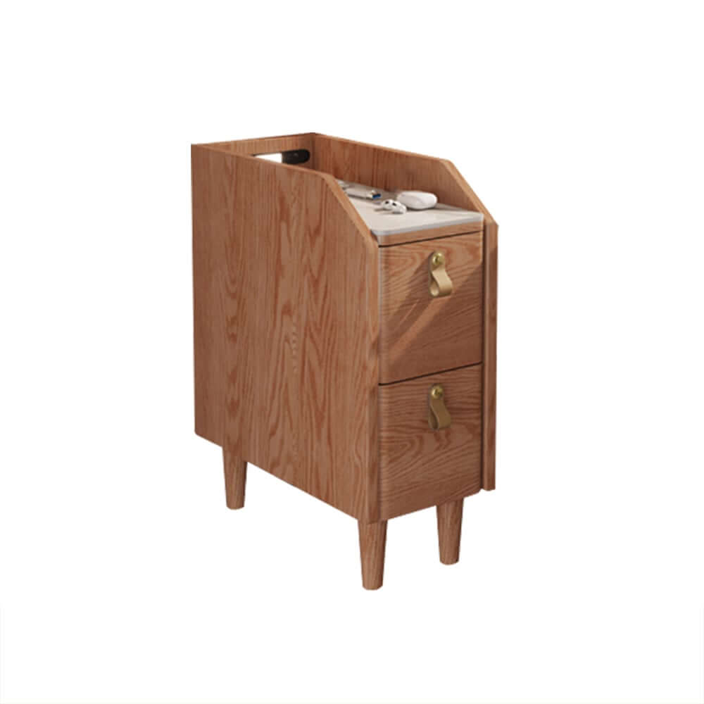 Modern Cherry Nightstand With Sintered Stone Top & USB Port