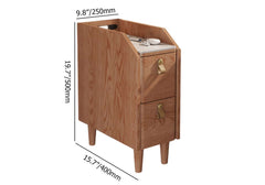 Modern Cherry Nightstand With Sintered Stone Top & USB Port Dimensions