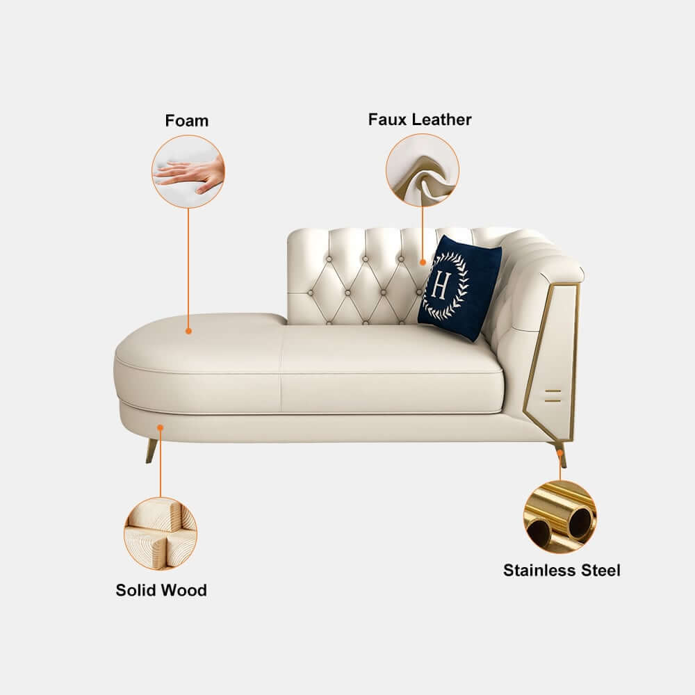 Modern Chesterfield 3-Piece Faux Leather Sofa Set