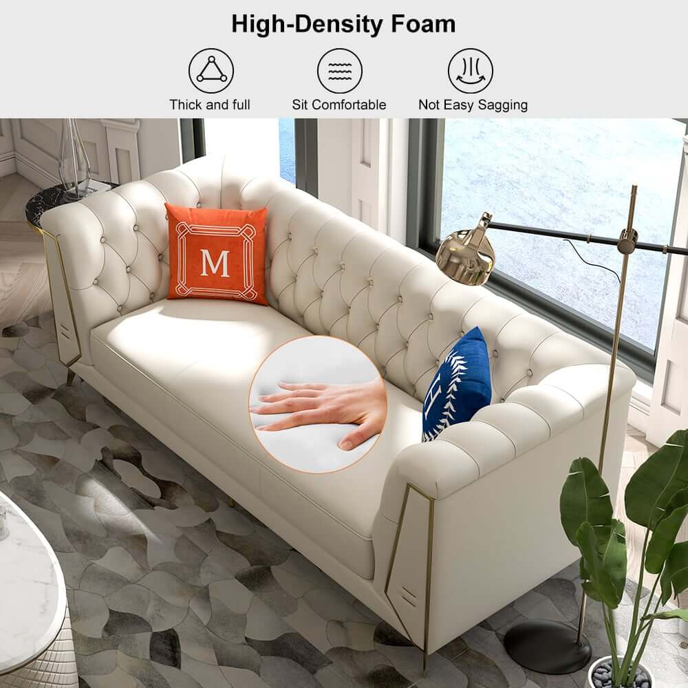 Modern Chesterfield 3-Piece Faux Leather Sofa Set