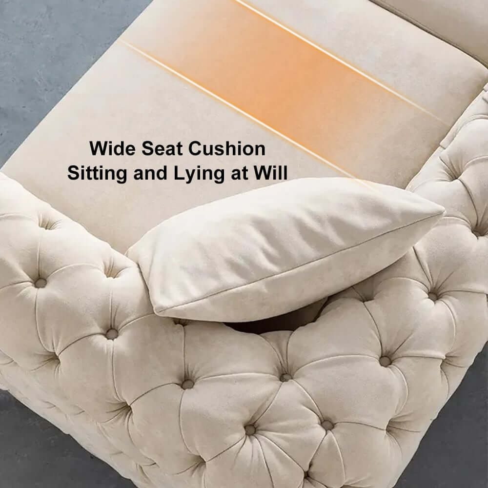 Modern Chesterfield Beige Velvet Sofa With Gold Legs