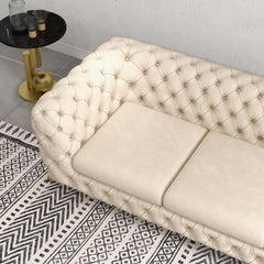 Modern Chesterfield Beige Velvet Sofa With Gold Legs