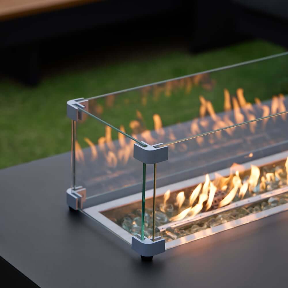 Modern Chesterfield Outdoor Sofa Set with Fire Pit and Adjustable Backrest