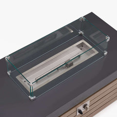 Modern Chesterfield Outdoor Sofa Set with Fire Pit and Adjustable Backrest