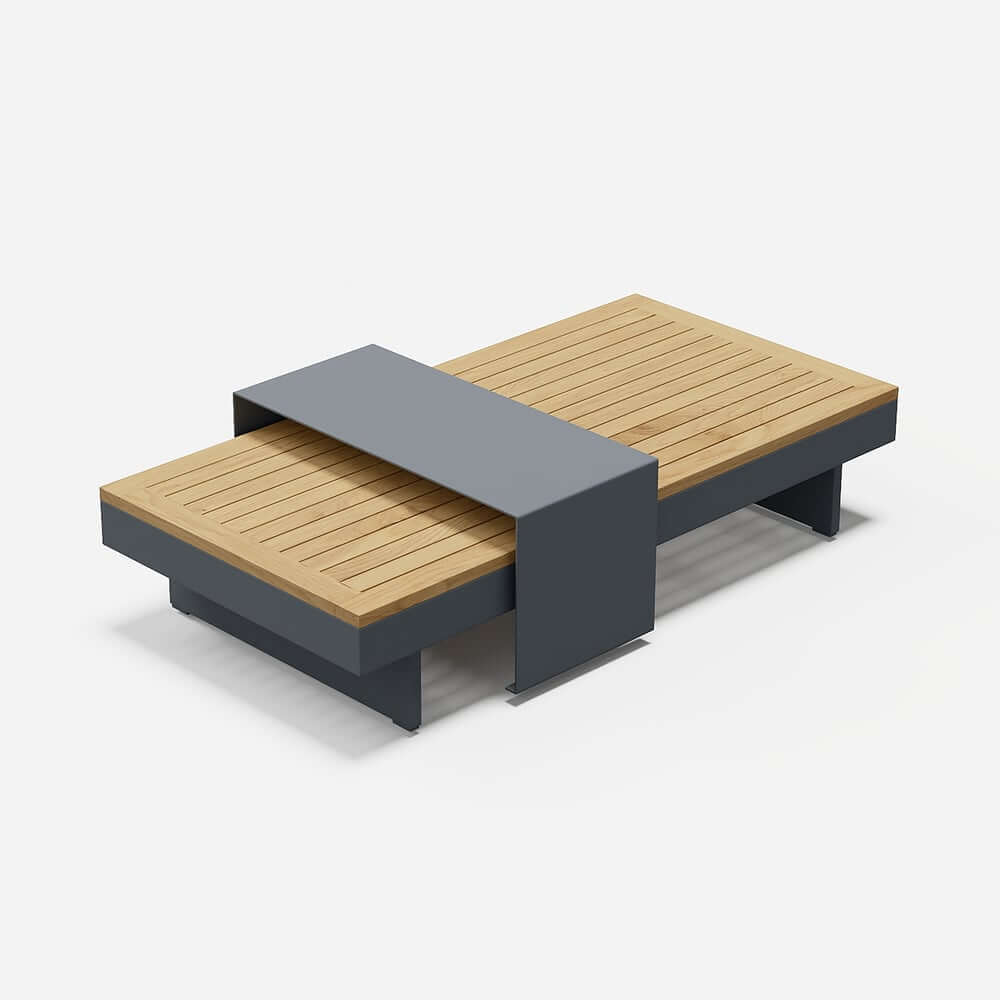 Modern Chesterfield Outdoor Sofa Set with Fire Pit and Adjustable Backrest