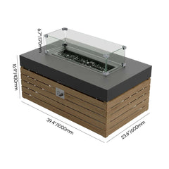 Modern Chesterfield Outdoor Sofa Set with Fire Pit and Adjustable Backrest Dimensions