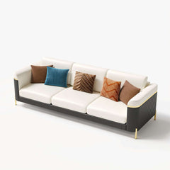 Modern Chesterfield Sofa in Nappa Leather with Gold Legs