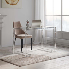 Modern Clear Acrylic Desk with Tempered Glass Top