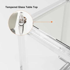 Modern Clear Acrylic Desk with Tempered Glass Top