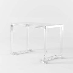 Modern Clear Acrylic Desk with Tempered Glass Top