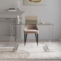 Modern Clear Acrylic Desk with Tempered Glass Top