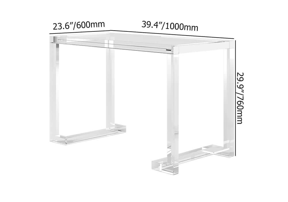 Modern Clear Acrylic Desk with Tempered Glass Top Dimensions