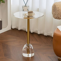 Modern Clear Acrylic End Table with Cylindrical or Dome Base