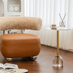 Modern Clear Acrylic End Table with Cylindrical or Dome Base