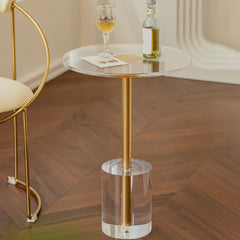 Modern Clear Acrylic End Table with Cylindrical or Dome Base