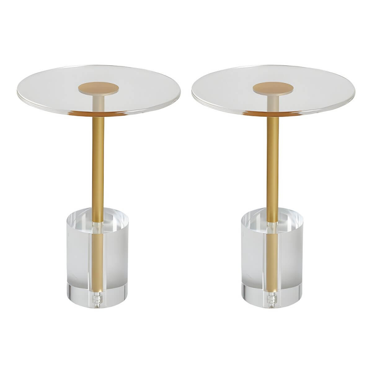 Modern Clear Acrylic End Table with Cylindrical or Dome Base