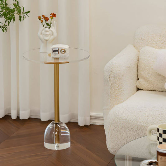 Modern Clear Acrylic End Table with Cylindrical or Dome Base