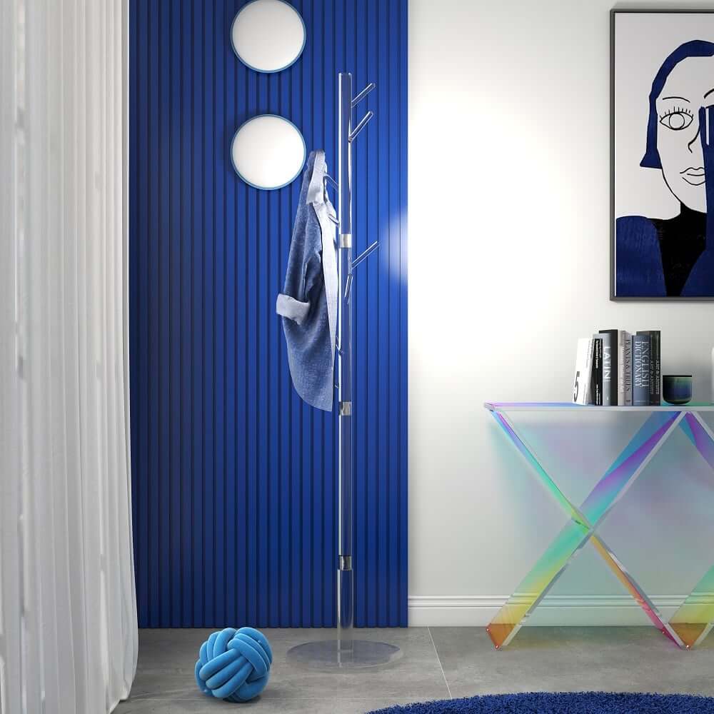 Modern Clear Acrylic Freestanding Coat Rack with 8 Hooks